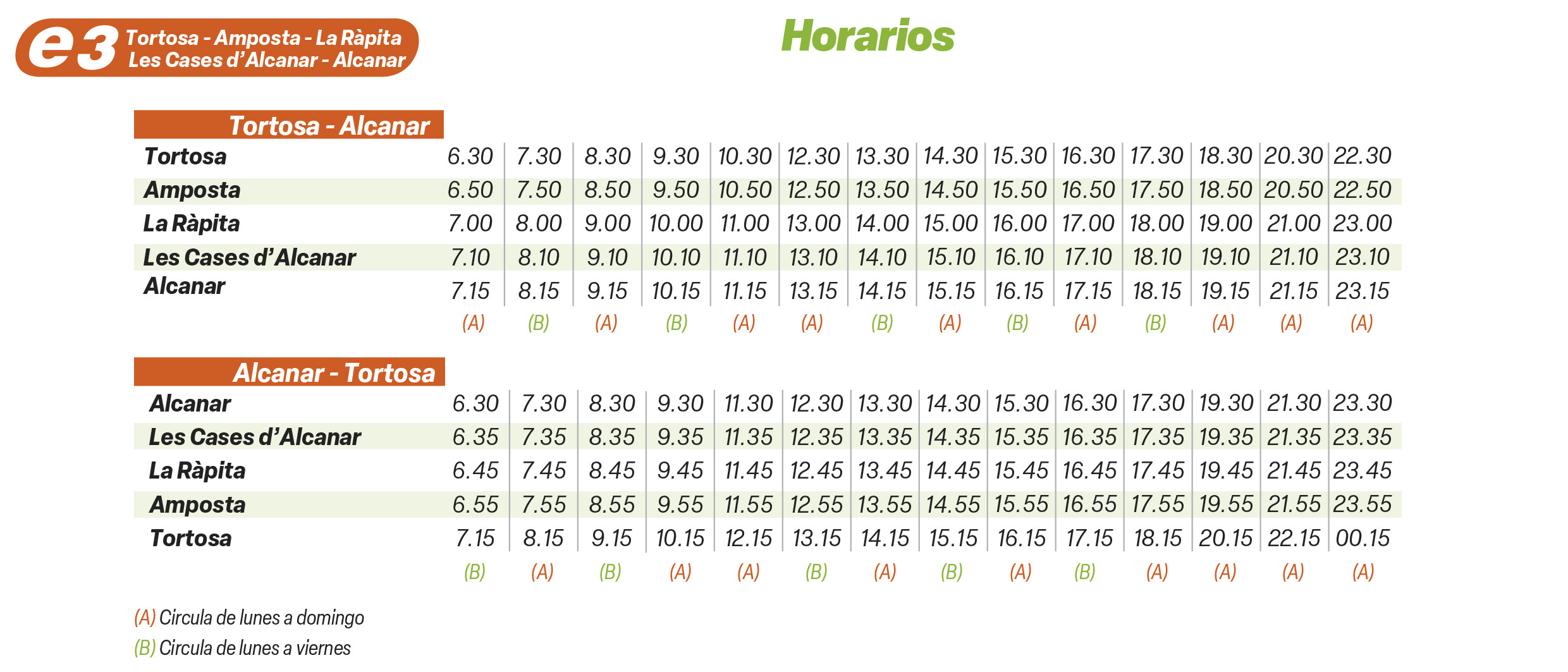 horarios