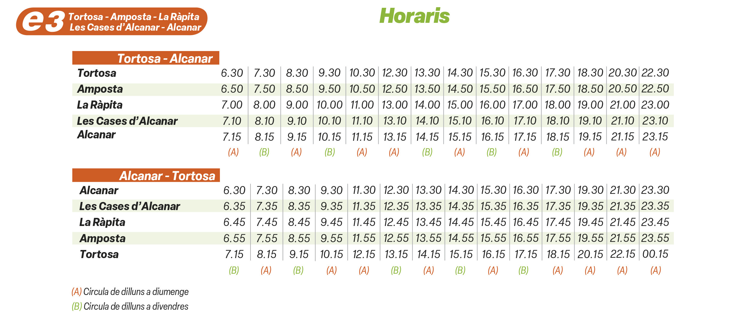 horarios