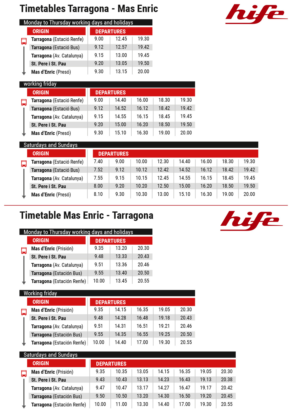 horarios