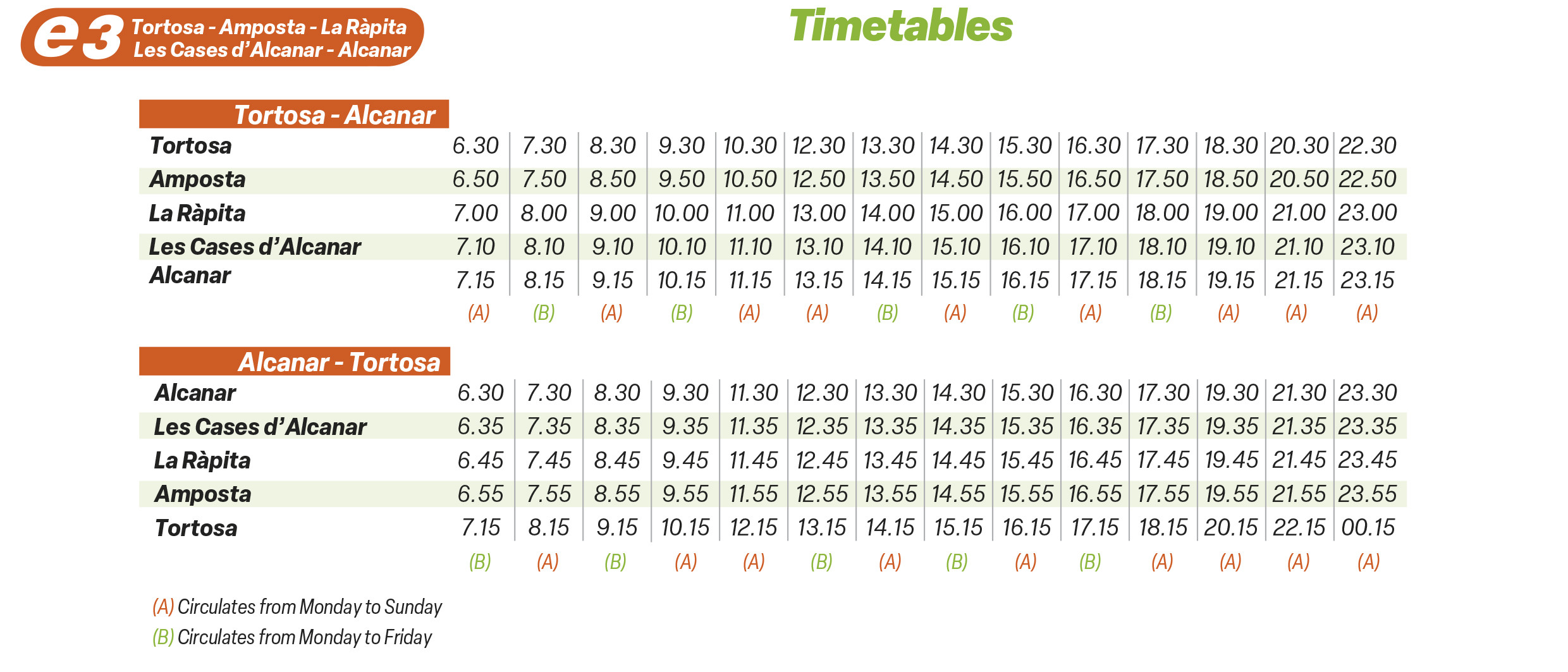 horarios